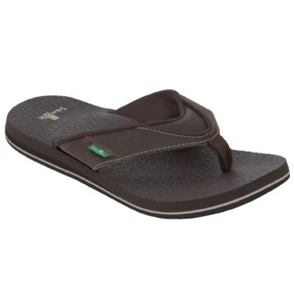 Men’s Size 7 Sanuk Brown Cushioned Flip Flops